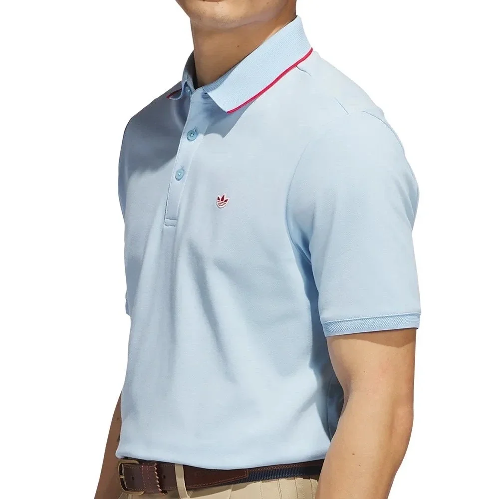 Men's adidas Originals Twistknit‎ Trefoil Polo Shirt Sz Small Golf Sky Blue $90